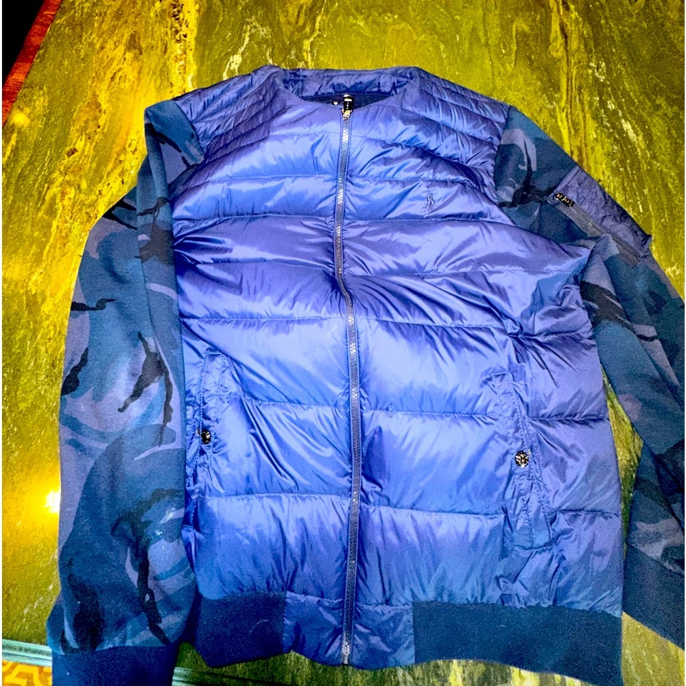Beautiful, like new Polo Ralph Lauren light down jacket/sweater cardigan - blue